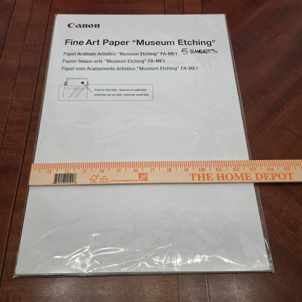 Canon Fine Art Paper 13x19 White Museum Etching FA-ME1 5 Sheets Inkjet Art